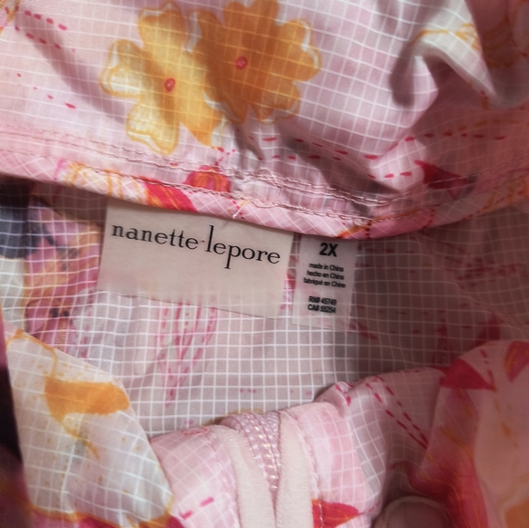 NWT Nanette Lepore Play wind suit zip up rain jacket, women's 2X, floral pink - Picture 6 of 11
